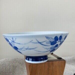 Small Japanese fine porcelain blue white noodle bowl